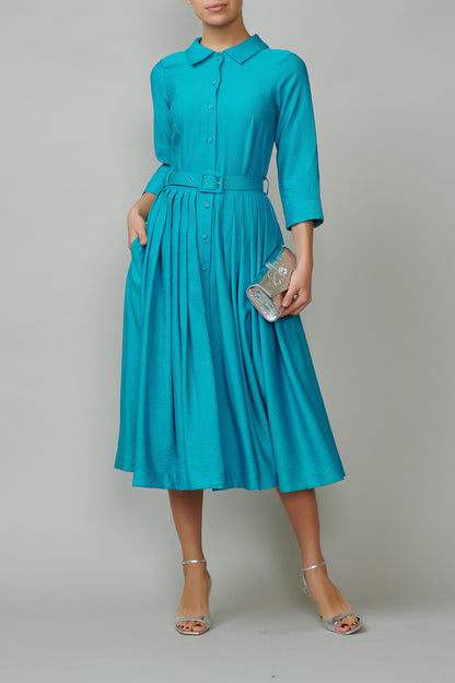 Turquoise shirt dress