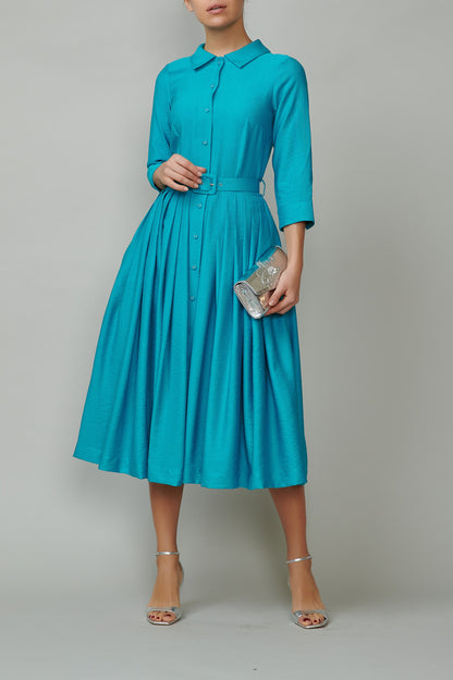 Turquoise shirt dress