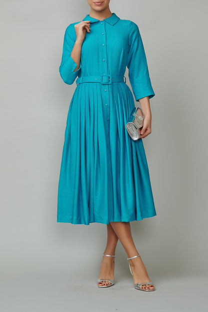 Turquoise shirt dress