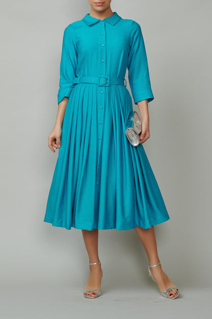 Turquoise shirt dress