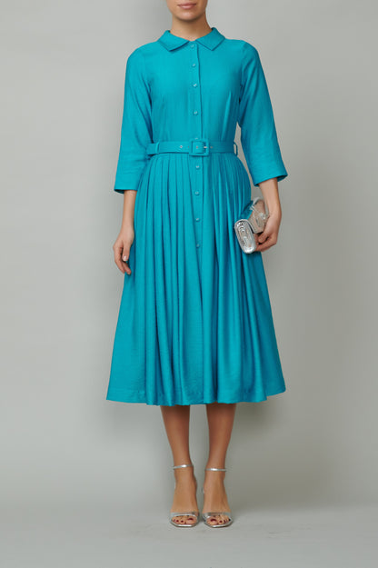 Turquoise shirt dress