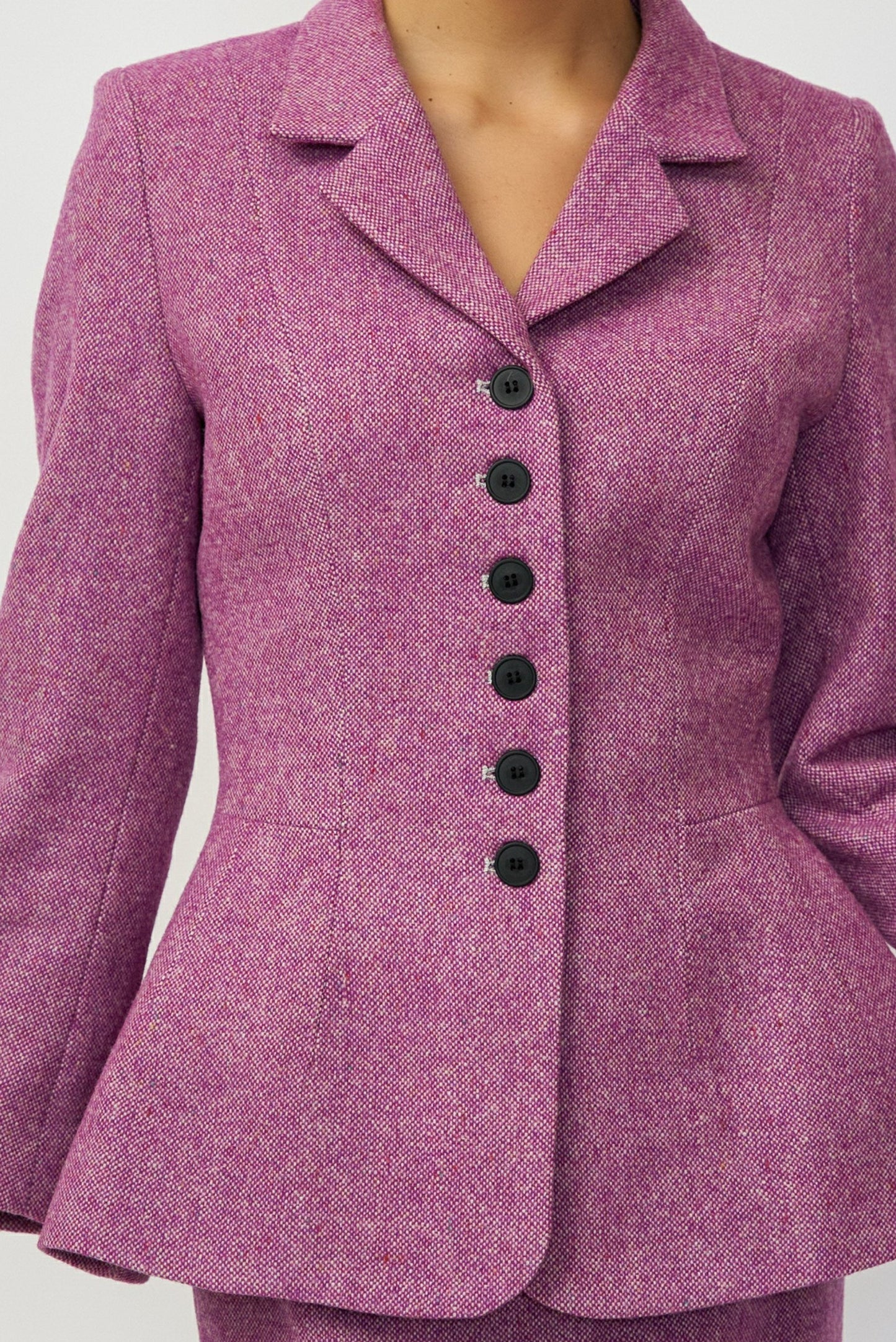 Sacou din lana 100%, din tweed magenta, livrare 02/25-03/25