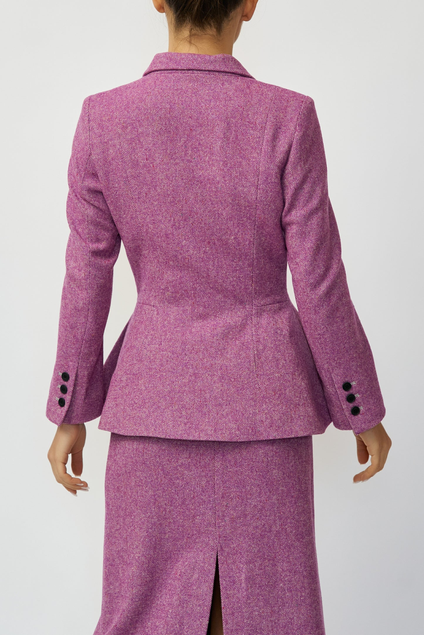 Sacou din lana 100%, din tweed magenta, livrare 02/25-03/25