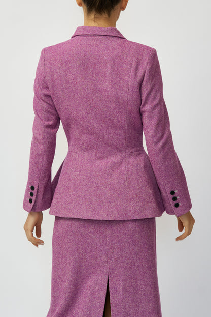 Sacou din lana 100%, din tweed magenta, livrare 02/25-03/25