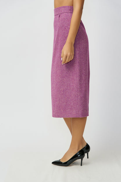 100% wool midi pencil skirt, magenta tweed, delivery 02/25-03/25