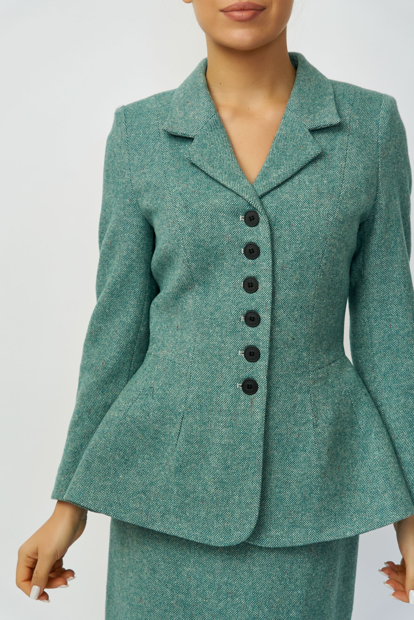 100% wool jacket, green tweed, delivery 02/25-03/25