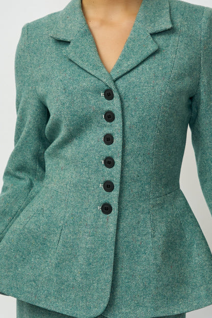 100% wool jacket, green tweed, delivery 02/25-03/25