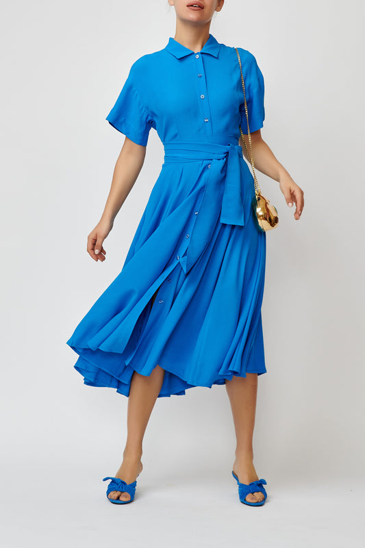 Rochie camasa din viscoza albastra