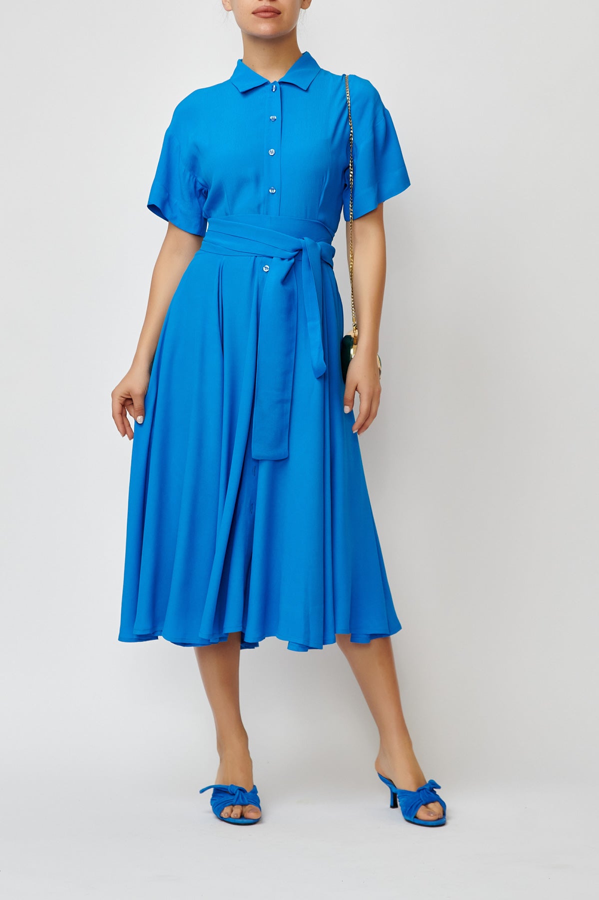 Blue viscose shirt dress