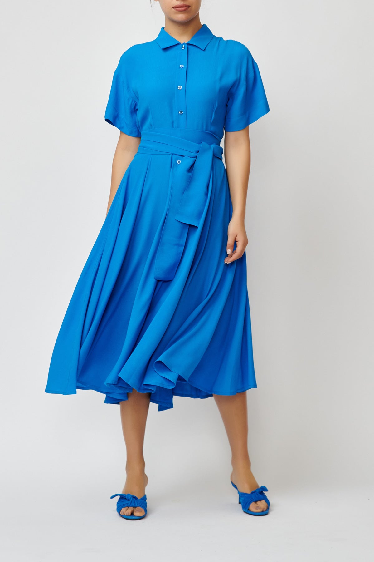 Blue viscose shirt dress