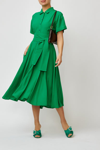 Rochie camasa din viscoza verde