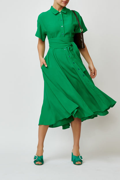 Rochie camasa din viscoza verde