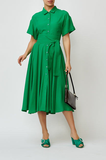 Rochie camasa din viscoza verde