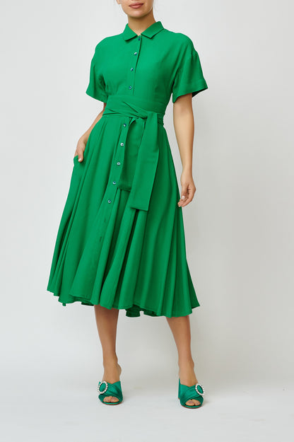 Rochie camasa din viscoza verde