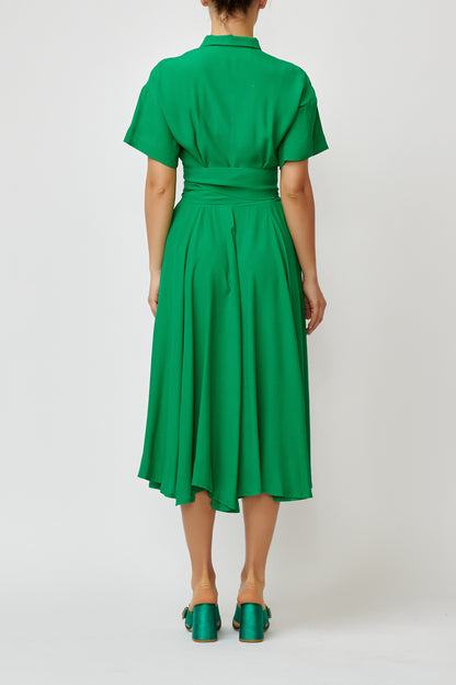 Rochie camasa din viscoza verde