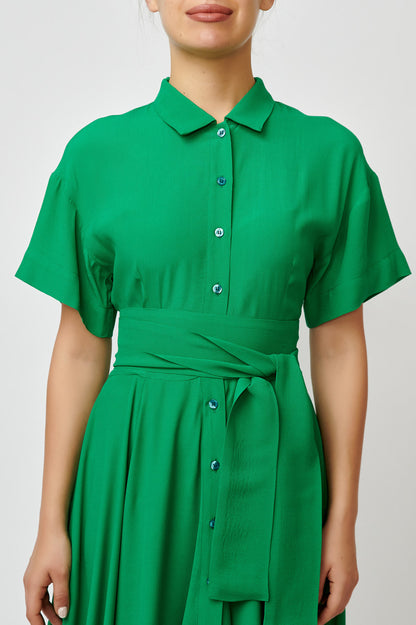 Rochie camasa din viscoza verde