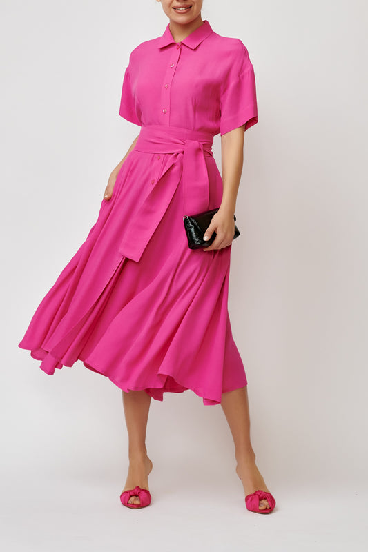 Pink fuchsia viscose shirt dress