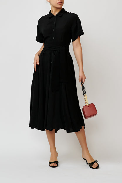 Black viscose shirt dress