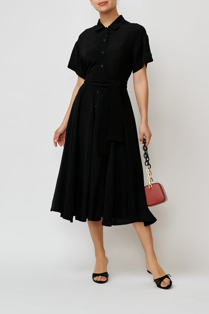 Black viscose shirt dress