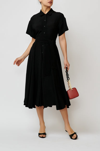 Black viscose shirt dress