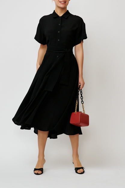 Black viscose shirt dress