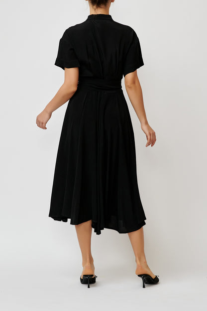 Black viscose shirt dress