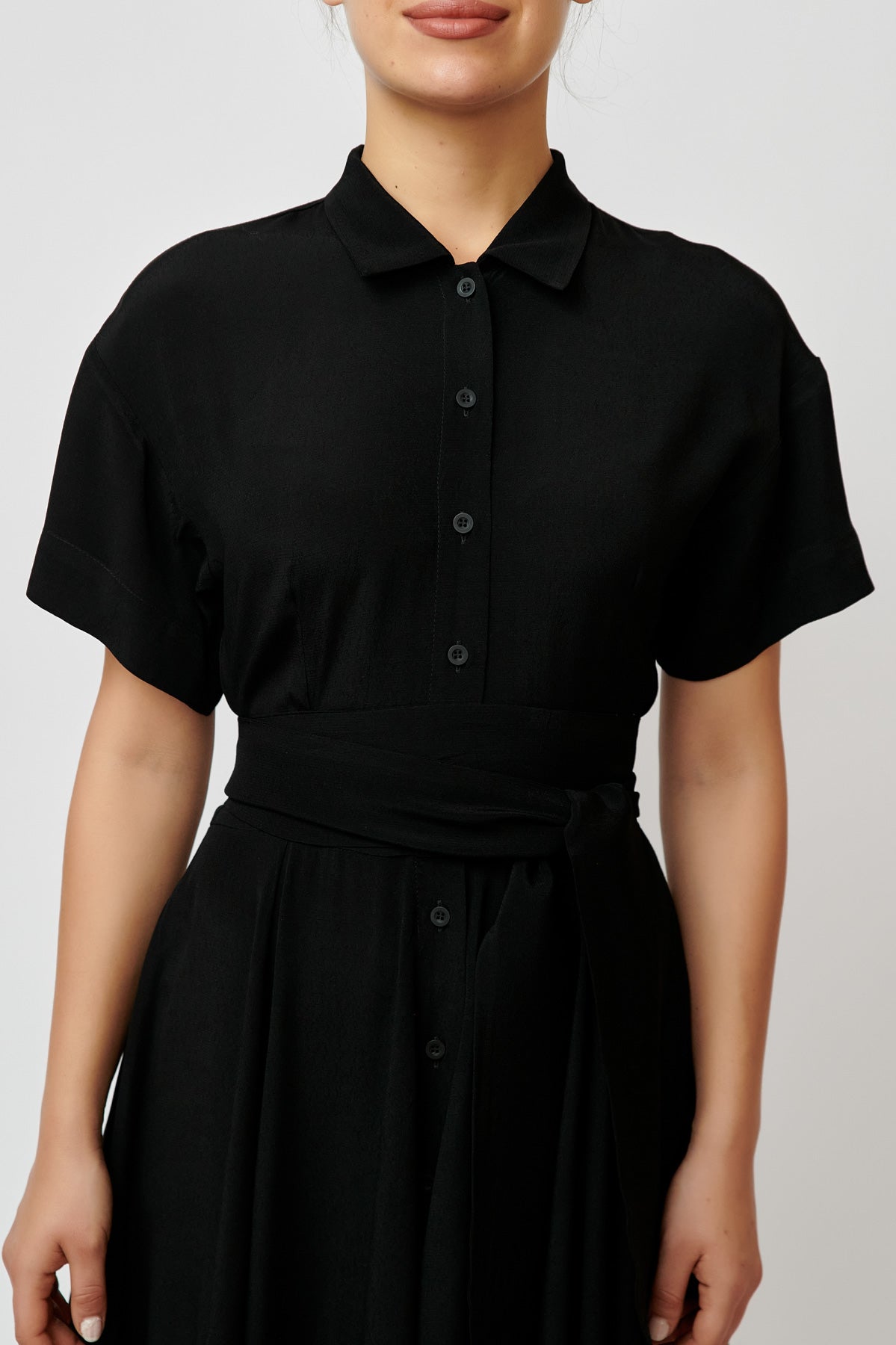 Black viscose shirt dress