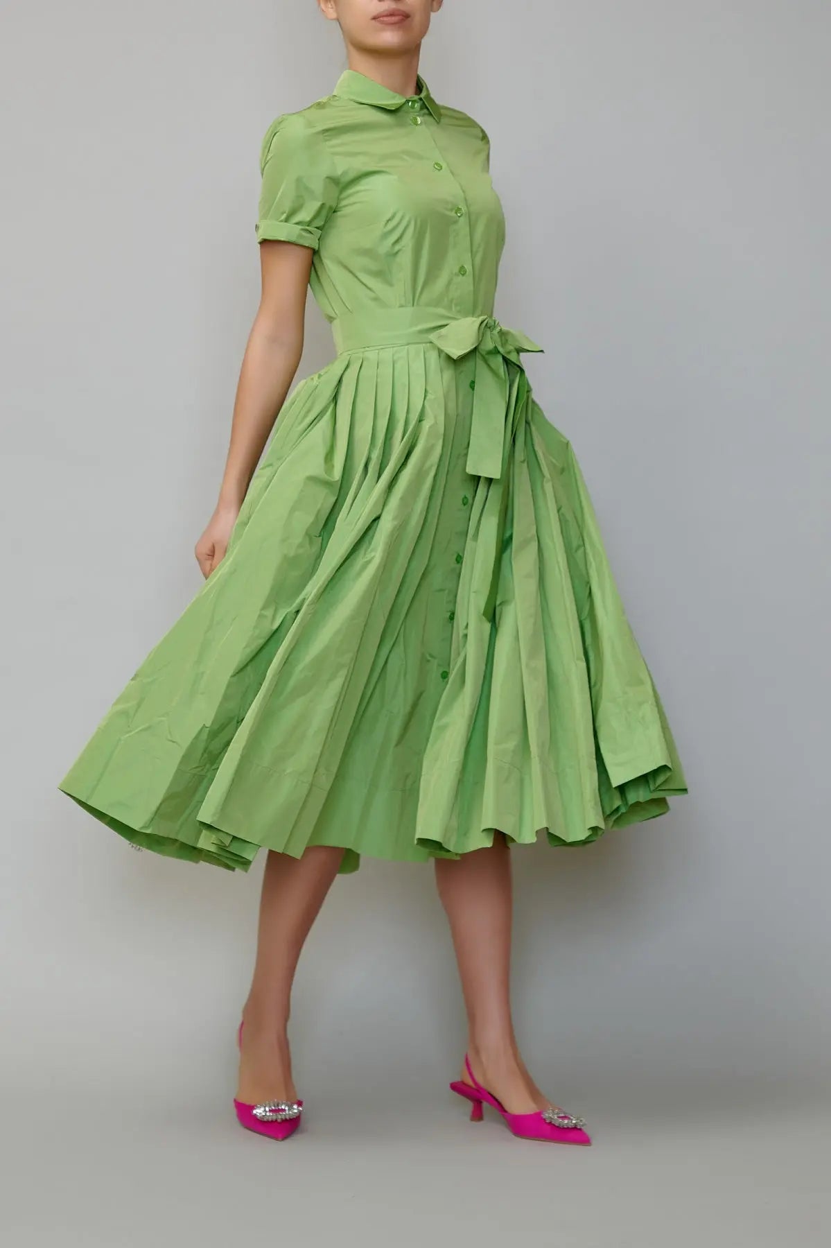 Green taffeta dress sale
