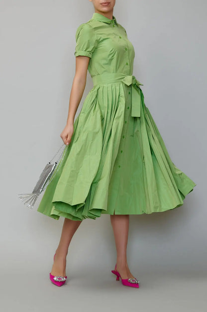 Rochie camasa din taffeta verde mar milla milla