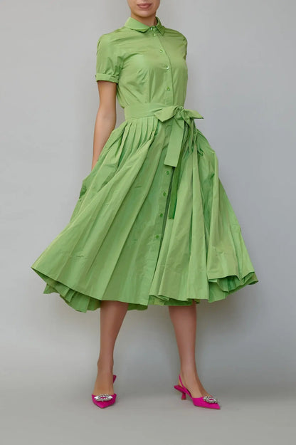 Rochie camasa din taffeta verde mar milla milla