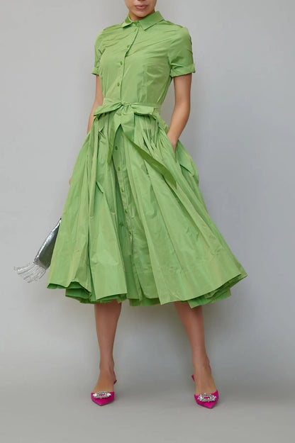 Rochie camasa din taffeta verde mar milla milla