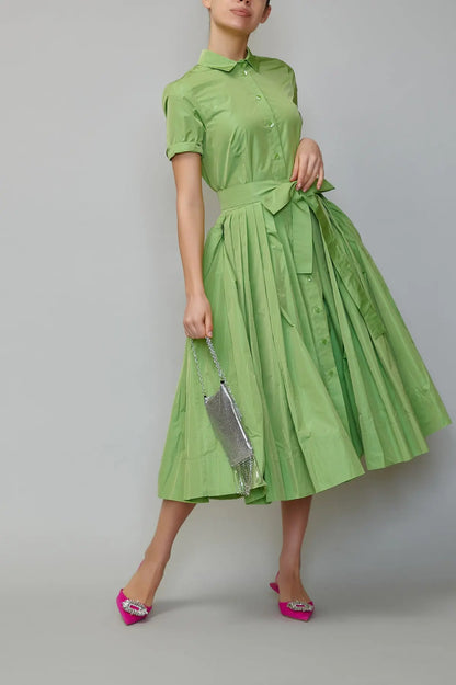 Rochie camasa din taffeta verde mar milla milla